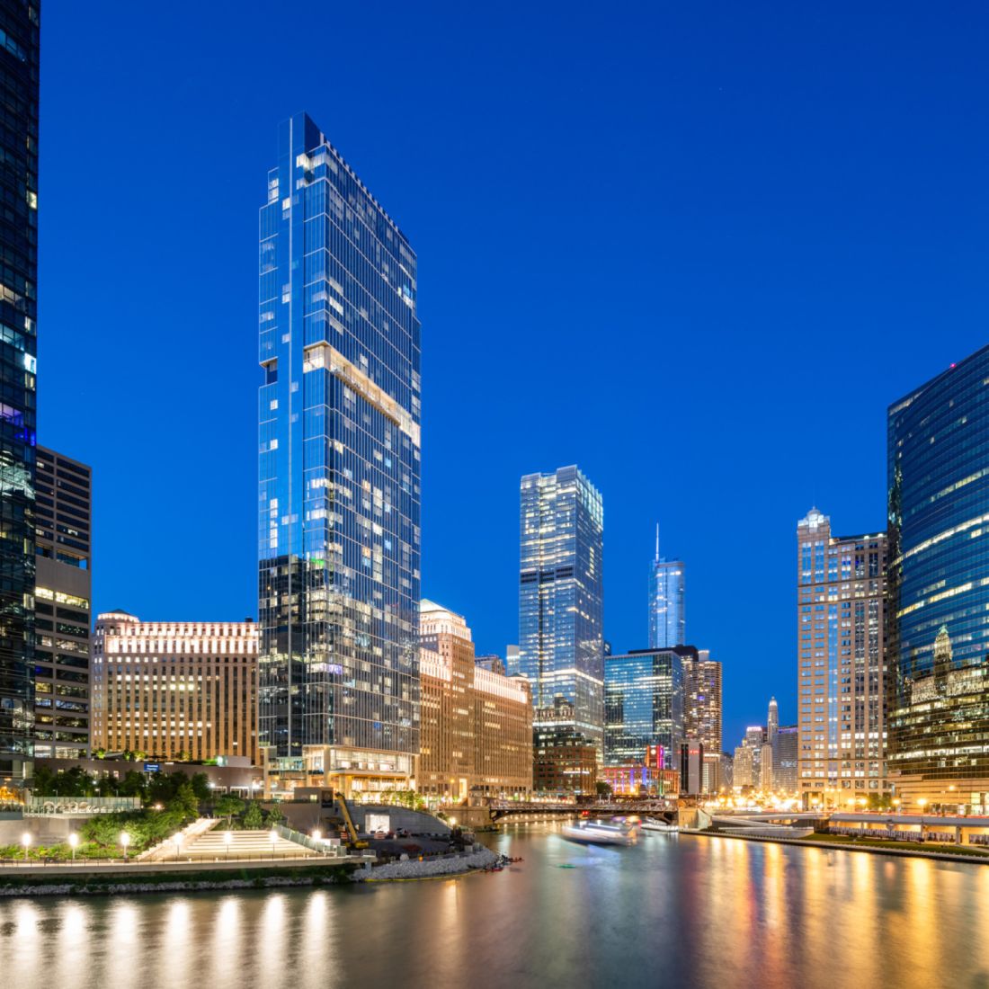 Wolf Point East Iconic apartments on the Chicago River